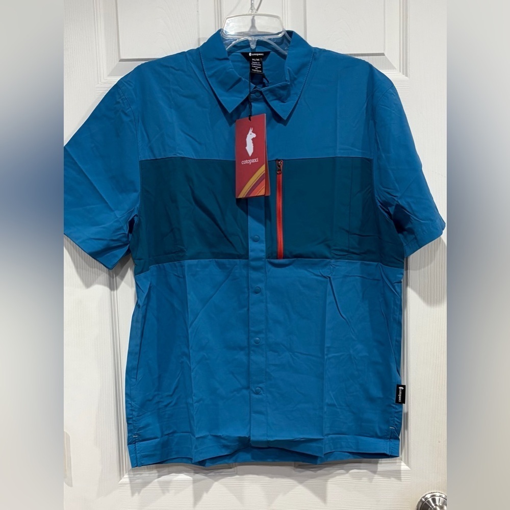 Cotopaxi Men's Medium Sumaco Short-Sleeve Shirt Blue Waterfall NWT UPF 50 Lake